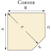 Corner Hearth Pad Diagram - Hearth Pad Shapes & Sizes