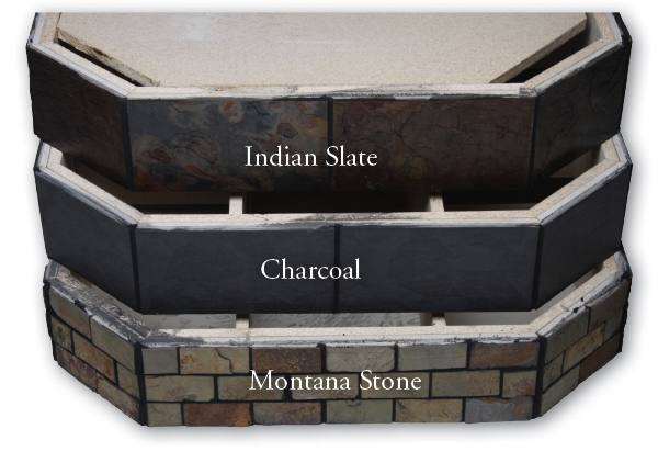 Indian Slate, Charcoal, and Montana Stone Pedestals - Hearth Pad Pedestals